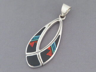 Multi-Stone Inlay Pendant with Black Jade & Opal