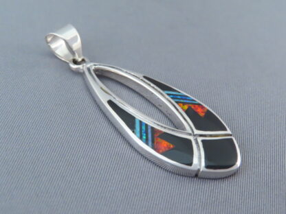 Multi-Stone Inlay Pendant with Black Jade & Opal