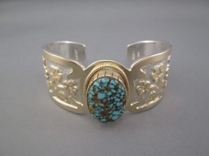 Gold & Silver Bracelet with Candelaria Turquoise & Diamonds