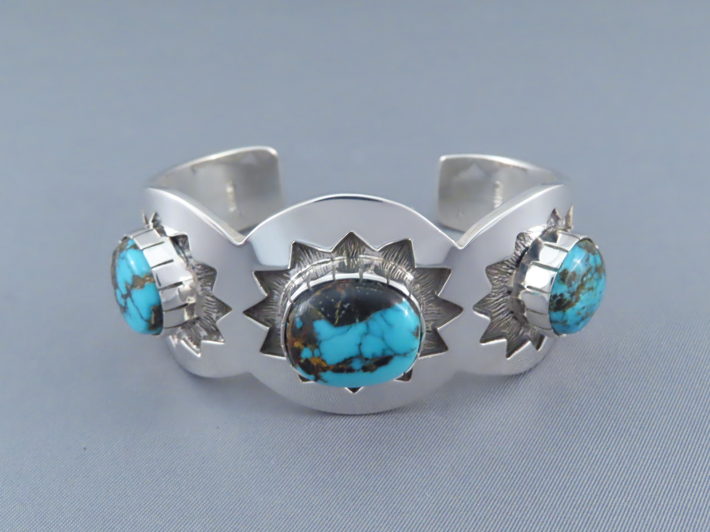 Apache Blue Turquoise Cuff Bracelet by Fortune Huntinghorse - Turquoise