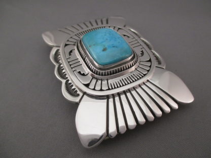 Sterling Silver Belt Buckle with Carico Lake Turquoise – Leonard Nez