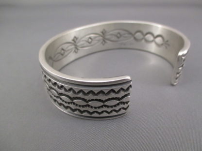 Larger Sterling Silver Navajo Cuff Bracelet by Albert Jake