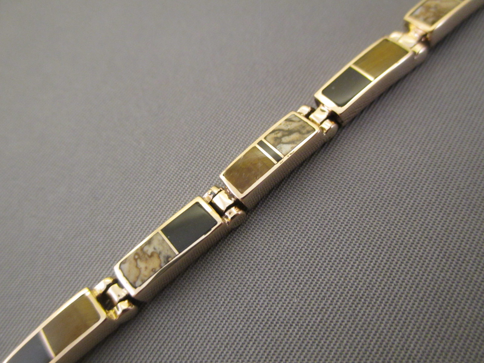 14kt Gold Multi-Stone Inlay Link Bracelet