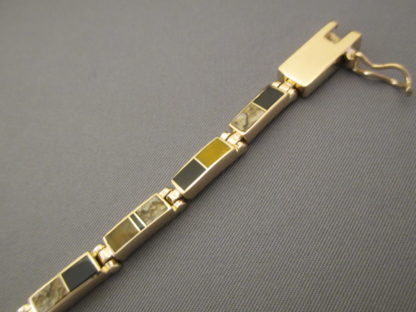 14kt Gold Multi-Stone Inlay Link Bracelet