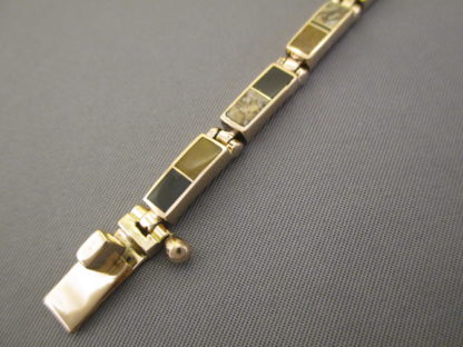 14kt Gold Multi-Stone Inlay Link Bracelet