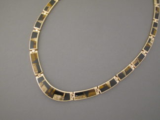 Gold Inlay Necklace - Multi-Stone Inlay 14kt Gold Necklace by Native American jewelry artist, Tim Charlie $7,900-