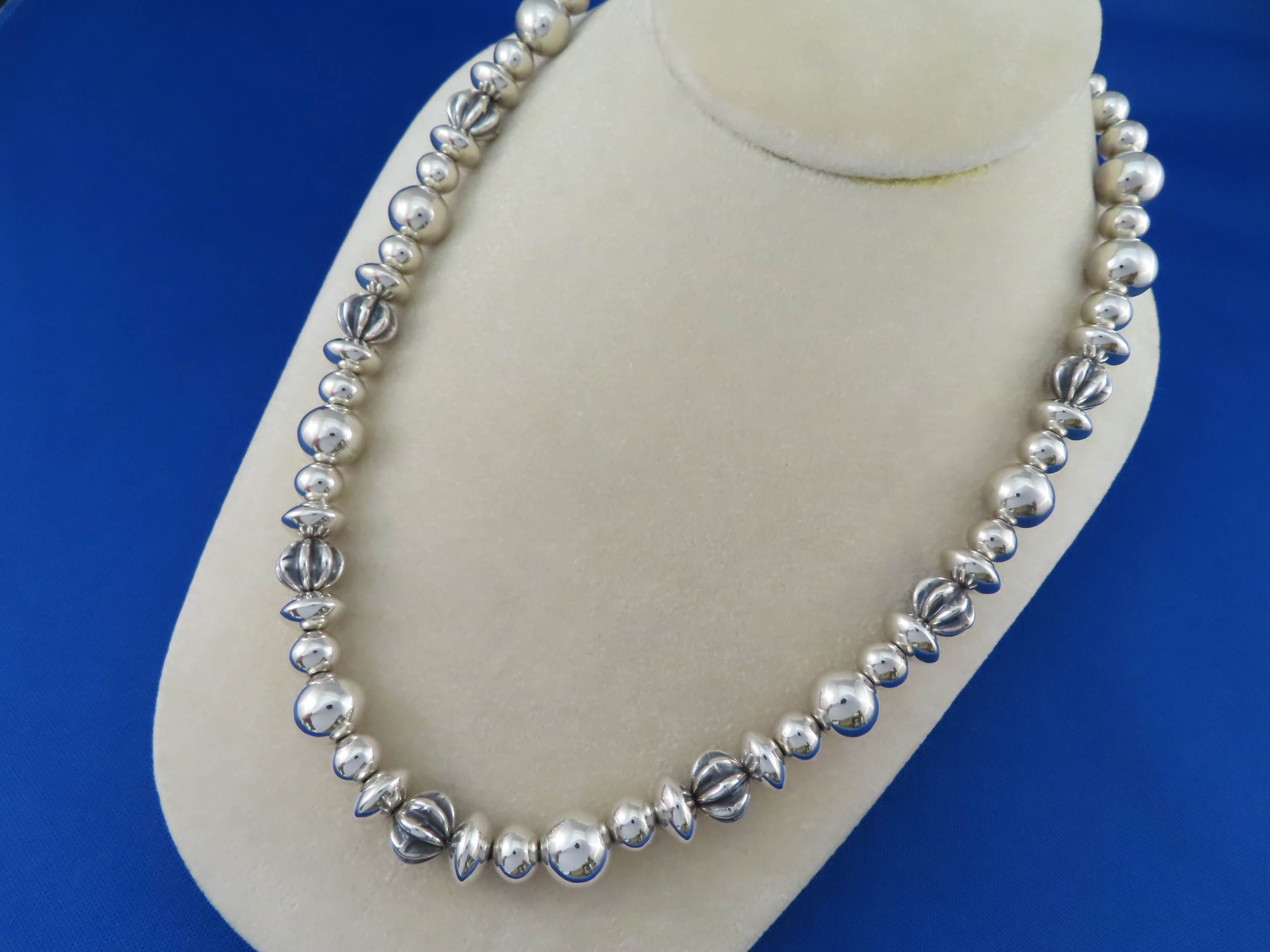 Sterling Silver 18″ Bead Necklace by Al Joe