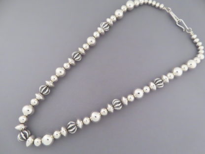 Sterling Silver 18″ Bead Necklace by Al Joe