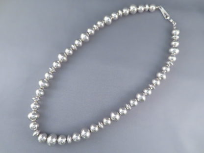 Polished Sterling Silver Bead “Navajo Pearls” Necklace by Al Joe