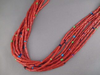 Coral Necklace with Lovely Accents by Desiree Yellowhorse (10-Strands & Long)