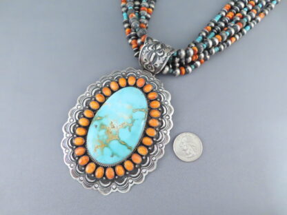 HUGE Royston Turquoise & Spiny Oyster Shell Necklace