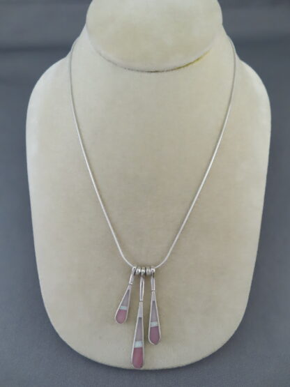 Pink Opal Inlay Pendant Necklace