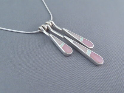 Pink Opal Inlay Pendant Necklace