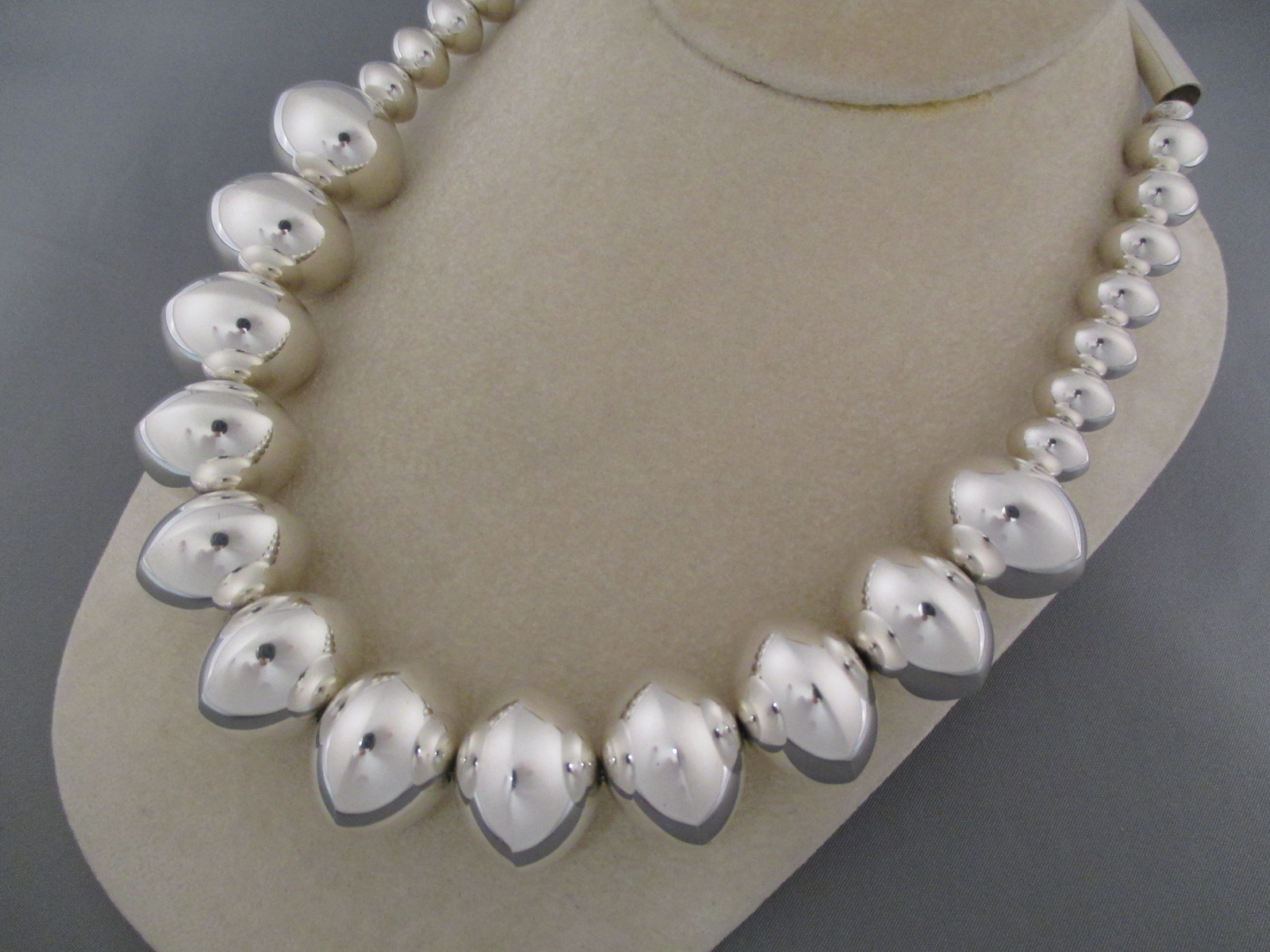 native american silver bead necklace