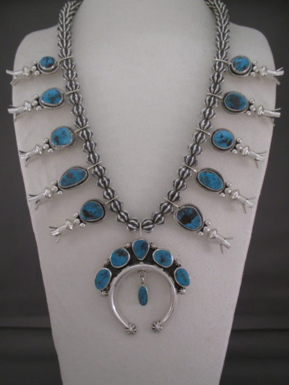 Bisbee Turquoise Squash Blossom Necklace by Al Joe