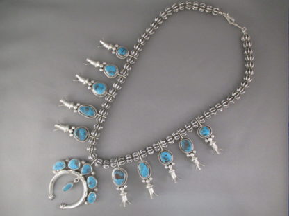 Bisbee Turquoise Squash Blossom Necklace by Al Joe