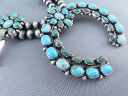 Cluster Turquoise Squash Blossom Necklace (Fox Turquoise)