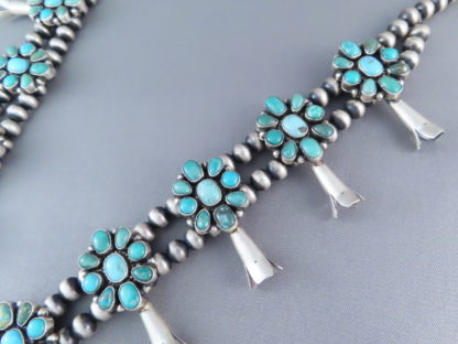 Cluster Turquoise Squash Blossom Necklace (Fox Turquoise)