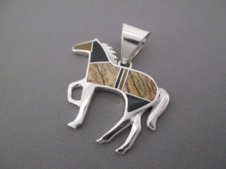 HORSE Pendant - Multi-Stone Inlay Horse Pendant by Native American jewelry artist, Tim Charlie $190-