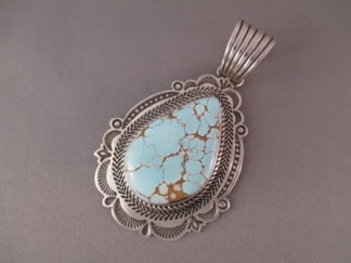Number Eight Turquoise Pendant by Native American Navajo Indian jewelry artist, Albert Jake $570-