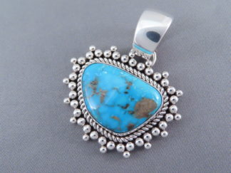 Sterling Silver & Morenci Turquoise Pendant by Artie Yellowhorse
