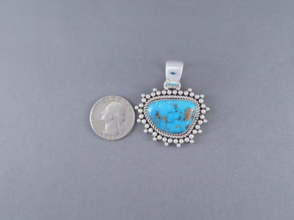 Sterling Silver & Morenci Turquoise Pendant by Artie Yellowhorse