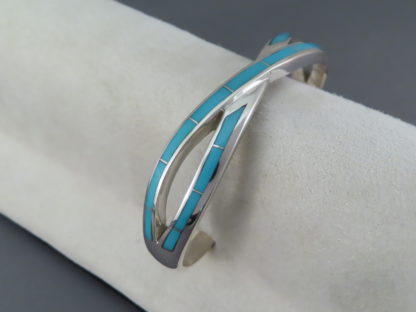 Turquoise Inlay ‘Criss-Cross’ Cuff Bracelet