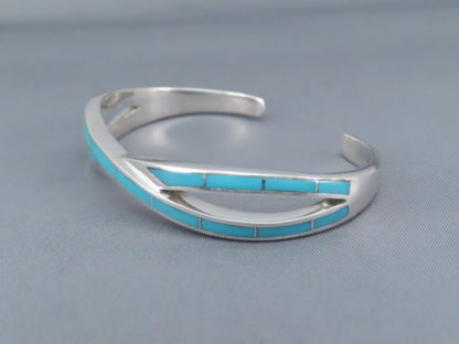 Turquoise Inlay ‘Criss-Cross’ Cuff Bracelet