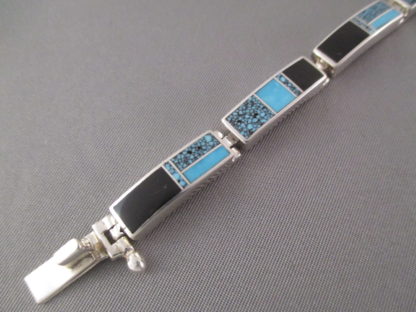 Black Jade & Turquoise Inlay Link Bracelet