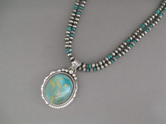 Turquoise Jewelry - Royston Turquoise Pendant Necklace by Native American jeweler, Will Denetdale FOR SALE $695-