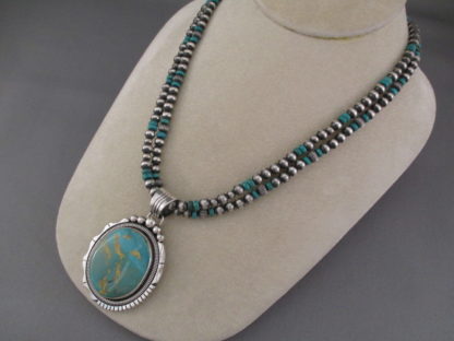 2 Strand Royston Turquoise Pendant Necklace