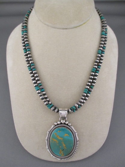 2 Strand Royston Turquoise Pendant Necklace