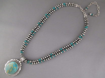 2 Strand Royston Turquoise Pendant Necklace