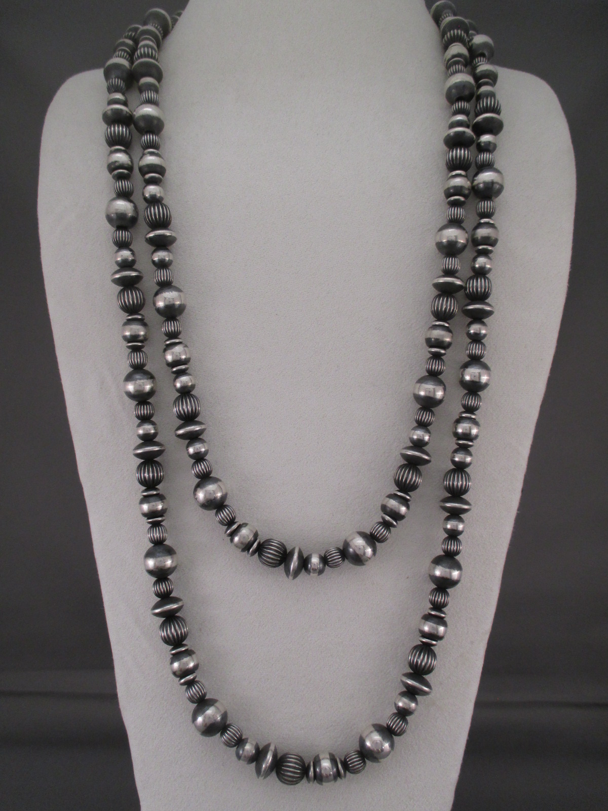 Oxidized Sterling Silver Bead Necklace