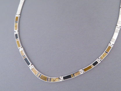 Sterling Silver Necklace with Multi-Stone Inlay