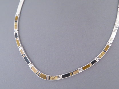 Sterling Silver Necklace with Multi-Stone Inlay