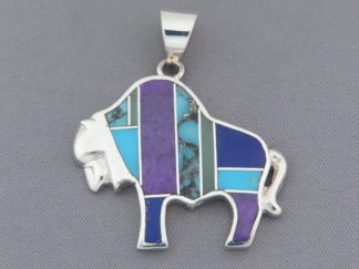 Inlaid Multi-Stone Bison Pendant – Inlay Buffalo
