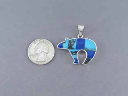 Turquoise & Lapis Inlay Bear Pendant