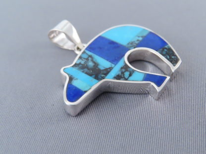 Turquoise & Lapis Inlay Bear Pendant