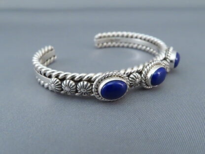 Artie Yellowhorse 3-Stone Lapis Cuff Bracelet