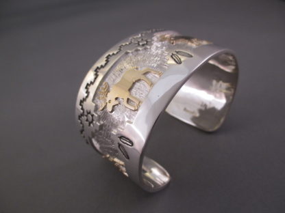 Moose Bracelet – Silver Cuff Bracelet with 14kt Gold Moose