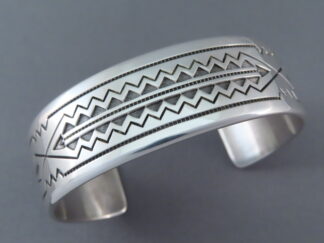 Native American Jewelry - Larger Sterling Silver Cuff Bracelet by Navajo Indian jewelry artist, Thomas Curtis $995- FOR SALE