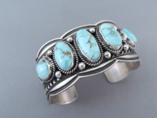 Dry Creek Turquoise Bracelet Cuff by Native American Navajo Indian jewelry artist, Andy Cadman FOR SALE $770-