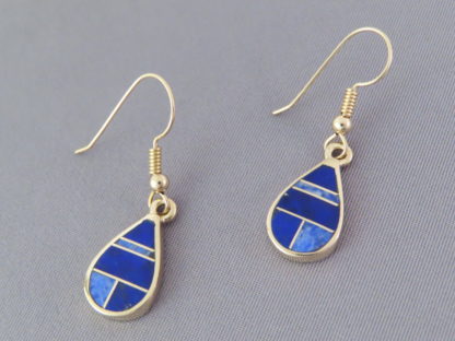 Gold & Lapis Inlay Earrings – Teardrops