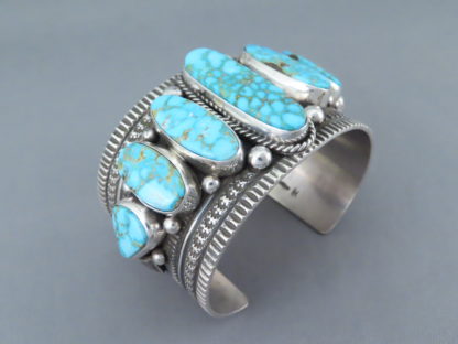 Seven-Stone Kingman Turquoise Cuff Bracelet by Guy Hoskie