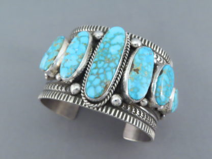 Seven-Stone Kingman Turquoise Cuff Bracelet by Guy Hoskie