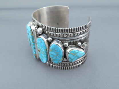 Seven-Stone Kingman Turquoise Cuff Bracelet by Guy Hoskie