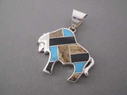 Multi-Stone Inlay Bison Pendant Featuring Turquoise