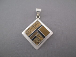 Multi-Stone Inlay Diamond-Shaped Pendant