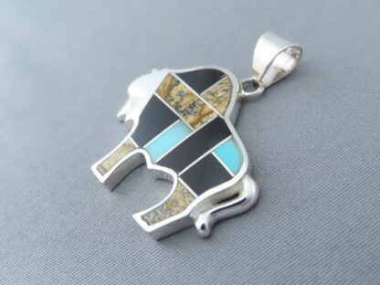 Multi-Stone Inlay Bison Pendant Featuring Turquoise